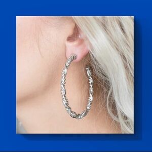 Paparazzi Twisted Silver Hoop Earrings